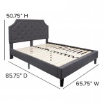 Brighton Queen Size Tufted Upholstered Platform Bed in Dark Gray Fabric