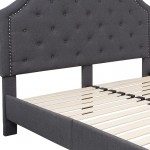 Brighton Queen Size Tufted Upholstered Platform Bed in Dark Gray Fabric