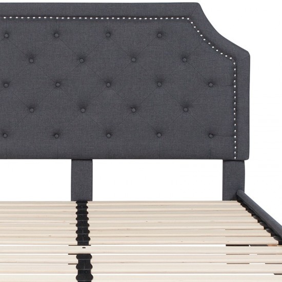 Brighton Queen Size Tufted Upholstered Platform Bed in Dark Gray Fabric