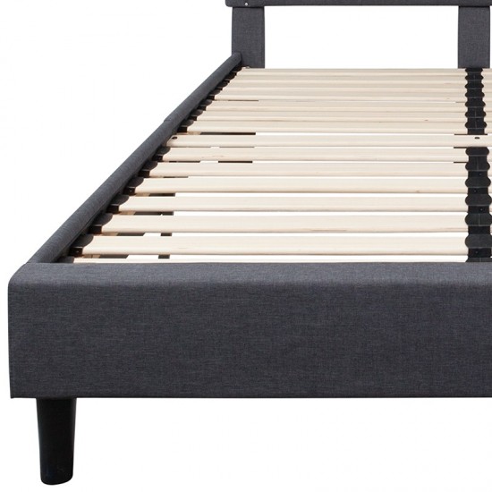 Brighton Queen Size Tufted Upholstered Platform Bed in Dark Gray Fabric