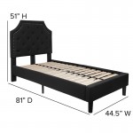Brighton Twin Size Tufted Upholstered Platform Bed in Black Fabric