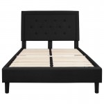 Roxbury Full Size Tufted Upholstered Platform Bed in Black Fabric