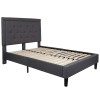 Roxbury Full Size Tufted Upholstered Platform Bed in Dark Gray Fabric