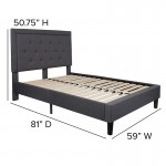 Roxbury Full Size Tufted Upholstered Platform Bed in Dark Gray Fabric