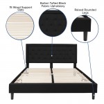 Roxbury King Size Tufted Upholstered Platform Bed in Black Fabric