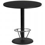 42'' Round Black Laminate Table Top with 24'' Round Bar Height Table Base and Foot Ring