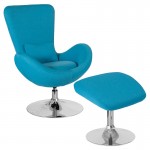 Egg Series Aqua Fabric Side Reception Chair with Ottoman