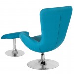 Egg Series Aqua Fabric Side Reception Chair with Ottoman