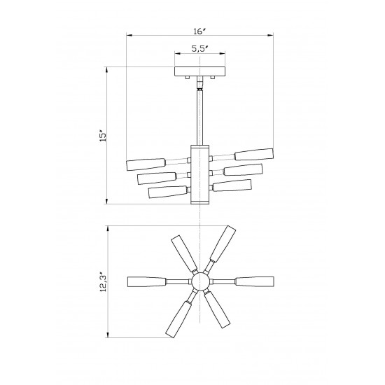 Z-Lite 6 Light Semi Flush Mount