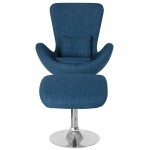 Egg Series Blue Fabric Side Reception Chair with Ottoman