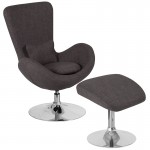 Egg Series Dark Gray Fabric Side Reception Chair with Ottoman