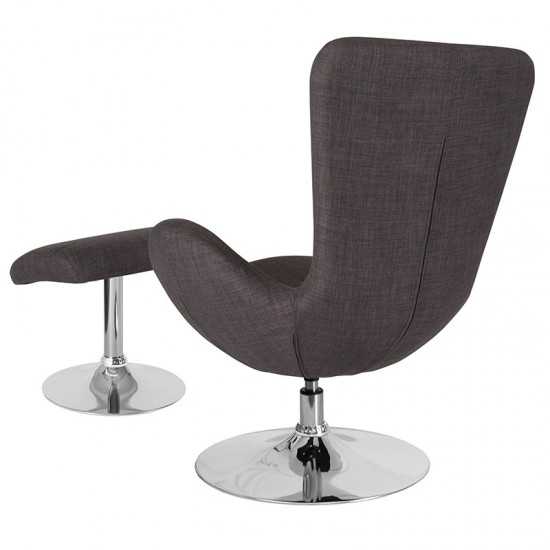 Egg Series Dark Gray Fabric Side Reception Chair with Ottoman