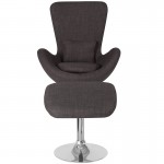 Egg Series Dark Gray Fabric Side Reception Chair with Ottoman