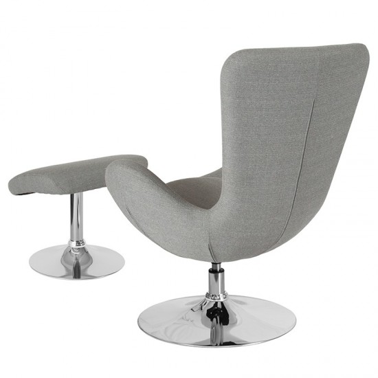 Egg Series Light Gray Fabric Side Reception Chair with Ottoman