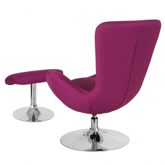 Egg Series Magenta Fabric Side Reception Chair with Ottoman