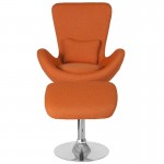 Egg Series Orange Fabric Side Reception Chair with Ottoman