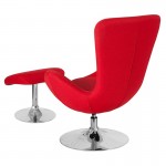 Egg Series Red Fabric Side Reception Chair with Ottoman