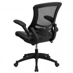 Desk Chair with Wheels | Swivel Chair with Mid-Back Black Mesh and LeatherSoft Seat for Home Office and Desk