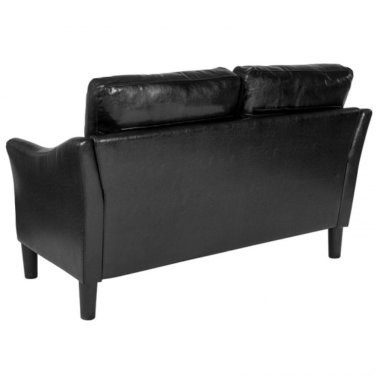 Asti Upholstered Loveseat in Black LeatherSoft