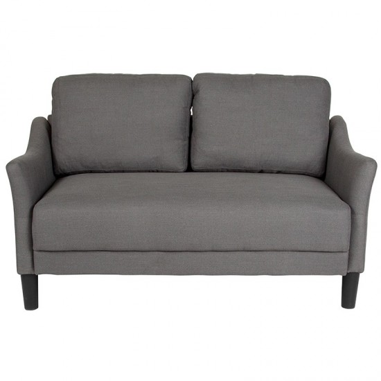 Asti Upholstered Loveseat in Dark Gray Fabric