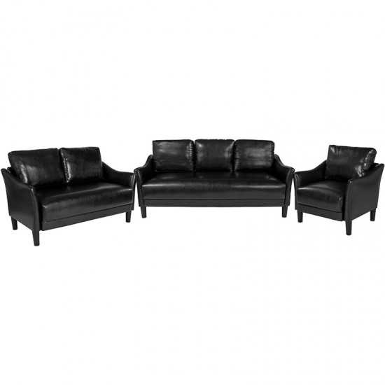 Asti 3 Piece Upholstered Set in Black LeatherSoft