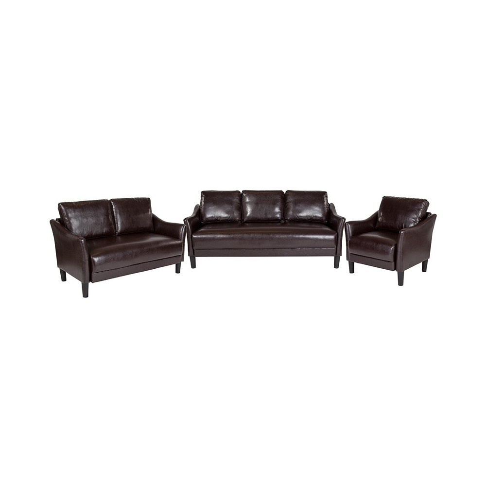 Asti 3 Piece Upholstered Set in Brown LeatherSoft