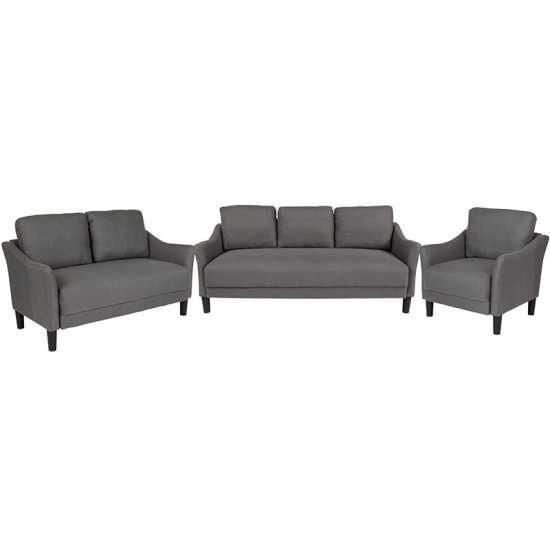 Asti 3 Piece Upholstered Set in Dark Gray Fabric