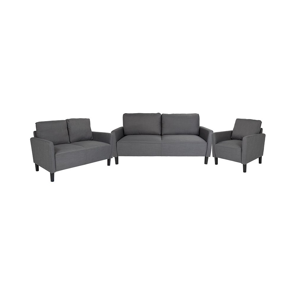 Washington Park 3 Piece Upholstered Set in Dark Gray Fabric