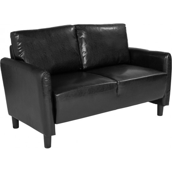 Candler Park Upholstered Loveseat in Black LeatherSoft