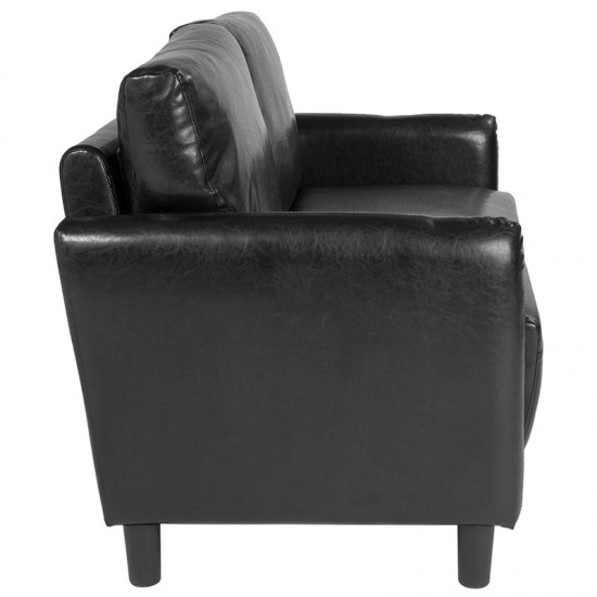 Candler Park Upholstered Loveseat in Black LeatherSoft