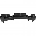 Candler Park 3 Piece Upholstered Set in Black LeatherSoft