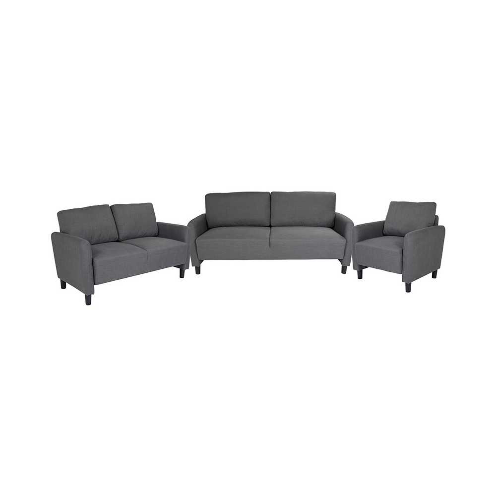 Candler Park 3 Piece Upholstered Set in Dark Gray Fabric