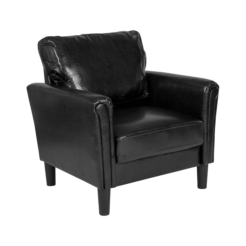 Bari Upholstered Chair in Black LeatherSoft Bari Upholstered Chair in Black LeatherSoft