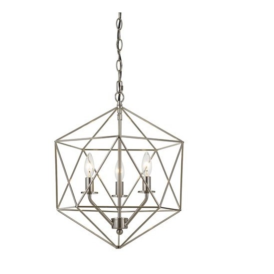 Bellini three-light, 60W chandelier, Nickel