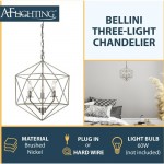 Bellini three-light, 60W chandelier, Nickel