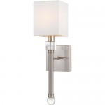 Sheridan 1-Light Wall Sconce, Satin Nickel/Crystal