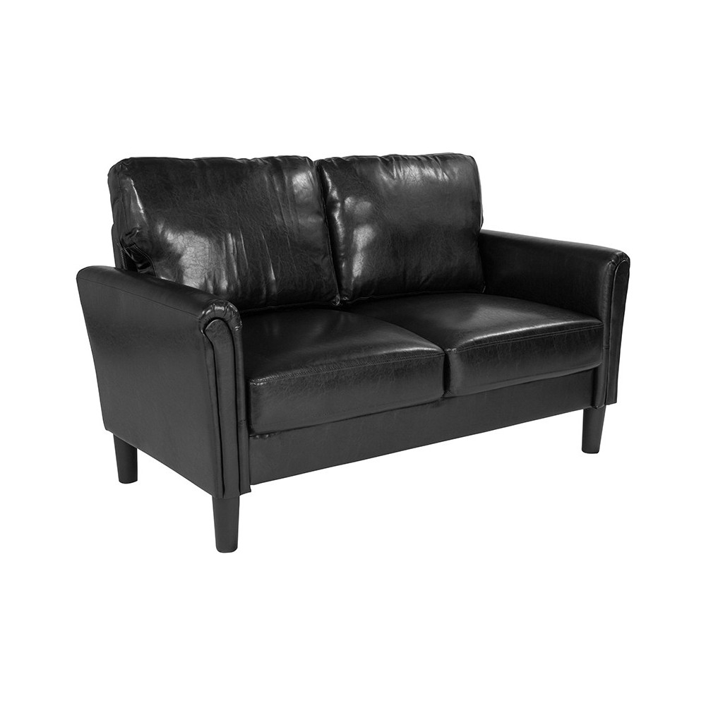 Bari Upholstered Loveseat in Black LeatherSoft Bari Upholstered Loveseat in Black LeatherSoft