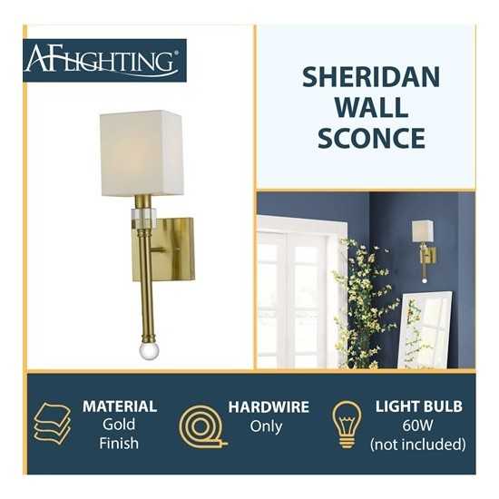Sheridan 1-Light Wall Sconce, Satin Brass/Crystal