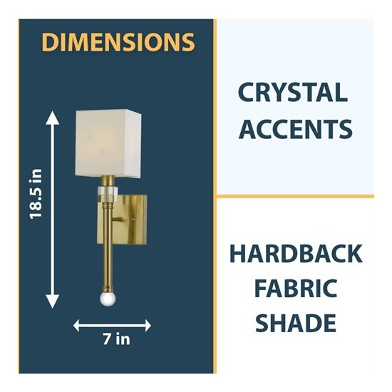 Sheridan 1-Light Wall Sconce, Satin Brass/Crystal