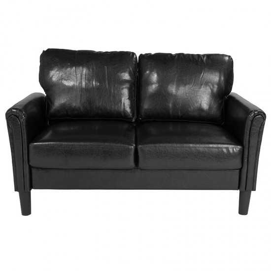 Bari Upholstered Loveseat in Black LeatherSoft