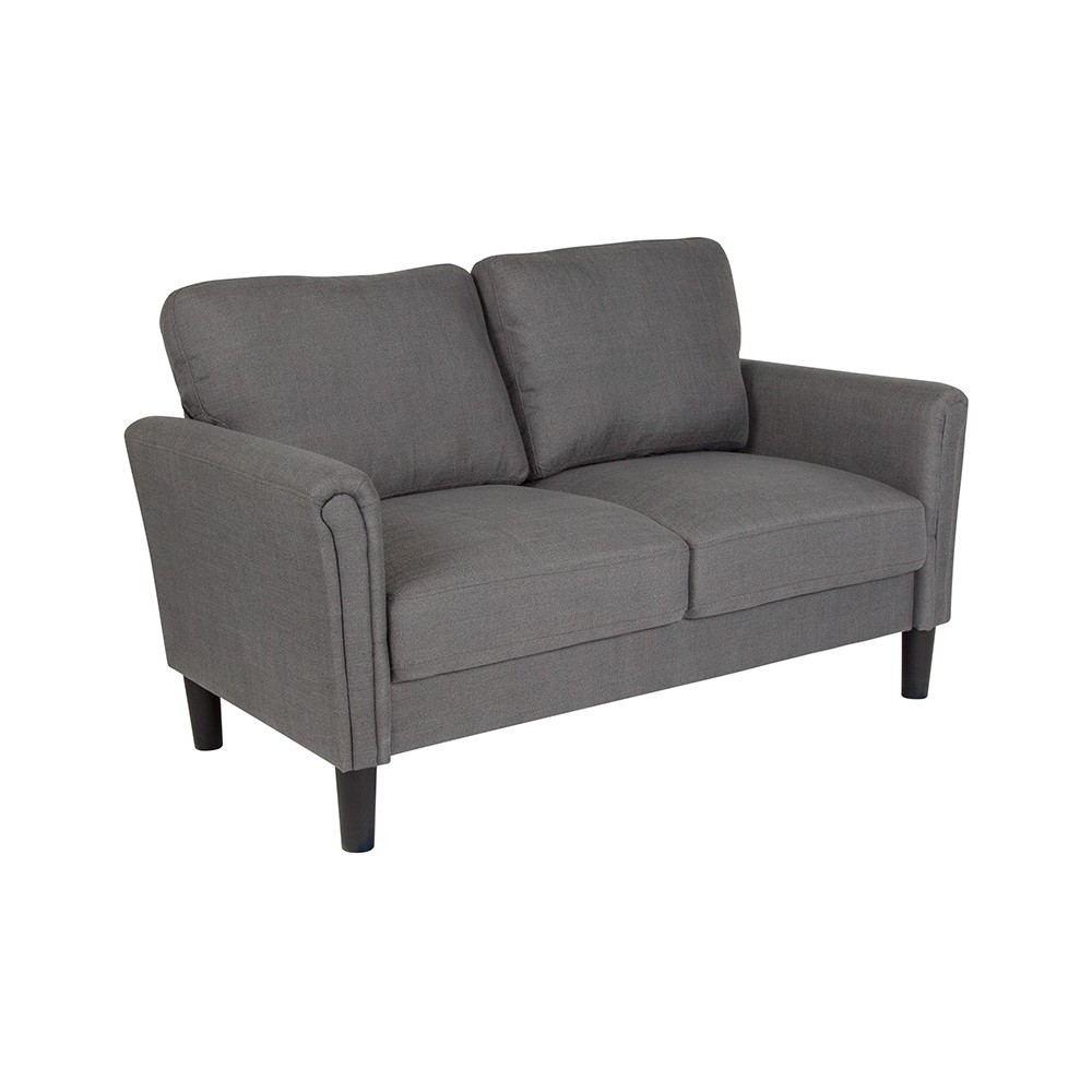 Bari Upholstered Loveseat in Dark Gray Fabric