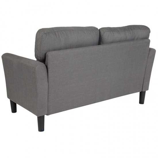 Bari Upholstered Loveseat in Dark Gray Fabric