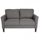 Bari Upholstered Loveseat in Dark Gray Fabric