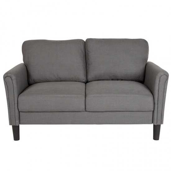 Bari Upholstered Loveseat in Dark Gray Fabric