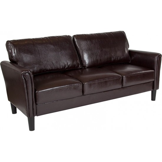 Bari Upholstered Sofa in Brown LeatherSoft