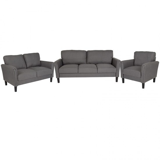 Bari 3 Piece Upholstered Set in Dark Gray Fabric