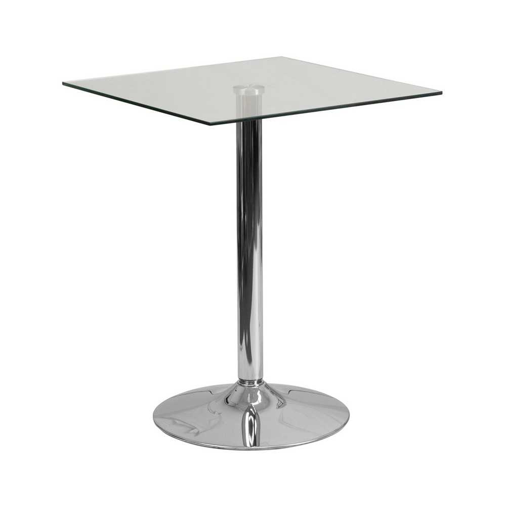 23.75'' Square Glass Table with 30''H Chrome Base 23.75'' Square Glass Table with 30''H Chrome Base