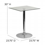 23.75'' Square Glass Table with 30''H Chrome Base