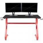 Red Gaming Ergonomic Desk with Cup Holder and Headphone Hook