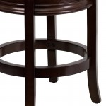 24'' High Backless Cappuccino Wood Counter Height Stool with Carved Apron and Black LeatherSoft Swivel Seat